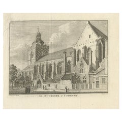 Antique Print of the Buurkerk in Utrecht, the Netherlands, circa 1748