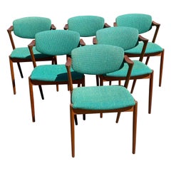 Set of 6 Original Kai Kristiansen Teak Chairs, Model 42, from the 1960´S