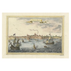 Nicely Colored Used Print of Surat in India, 1751