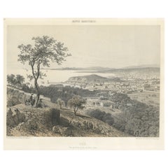 Antiker Druck von Nizza in der Nähe des Mont Alban in Frankreich, um 1865