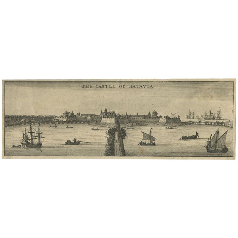 Impression ancienne du château de Batavia dans les Antilles (Indonésie), 1669