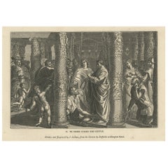Religious Antique Print of St. Peter Healing the Cripple, 1835