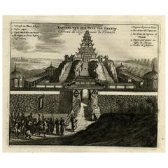 Antique Print of the Castle of the Shogun of Firando in Japan, 1669