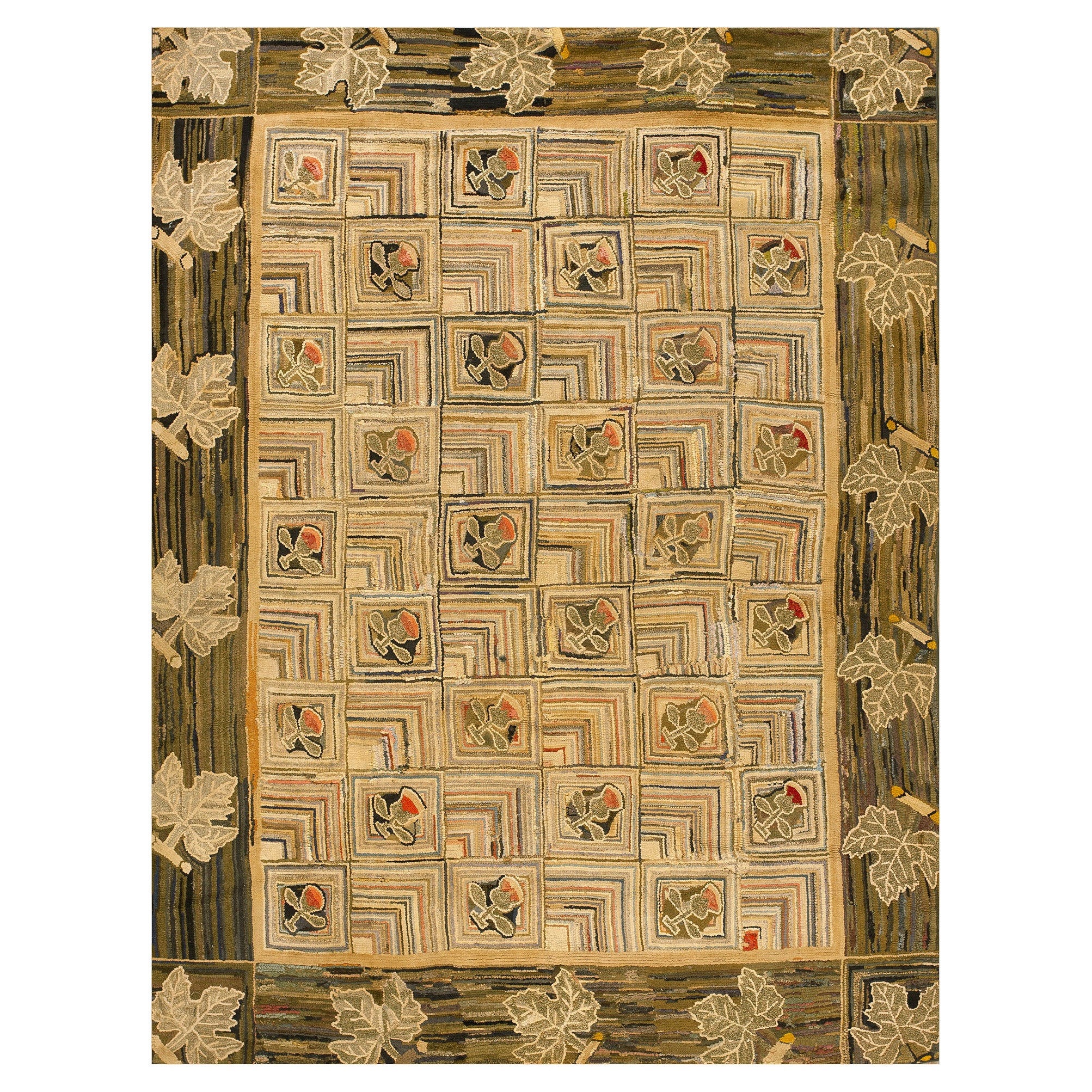 Late 19th Century  American Hooked Rug ( 6'2" x 8' - 188 x 243 cm ) For Sale