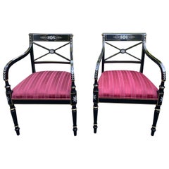 Elegant Pair of Regency Style Armchairs by Kindel