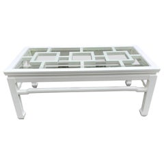Contemporary Asian Inspired White Lacquered Rectangular Coffee Table