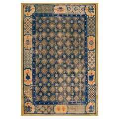 Tapis chinois ancien en soie et métal Ningxia ( 4'1'' x 6' - 125 x 182 cm)