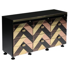 Hollywood-Regency-Sideboard, Schwarz und Gold, 2000er Jahre