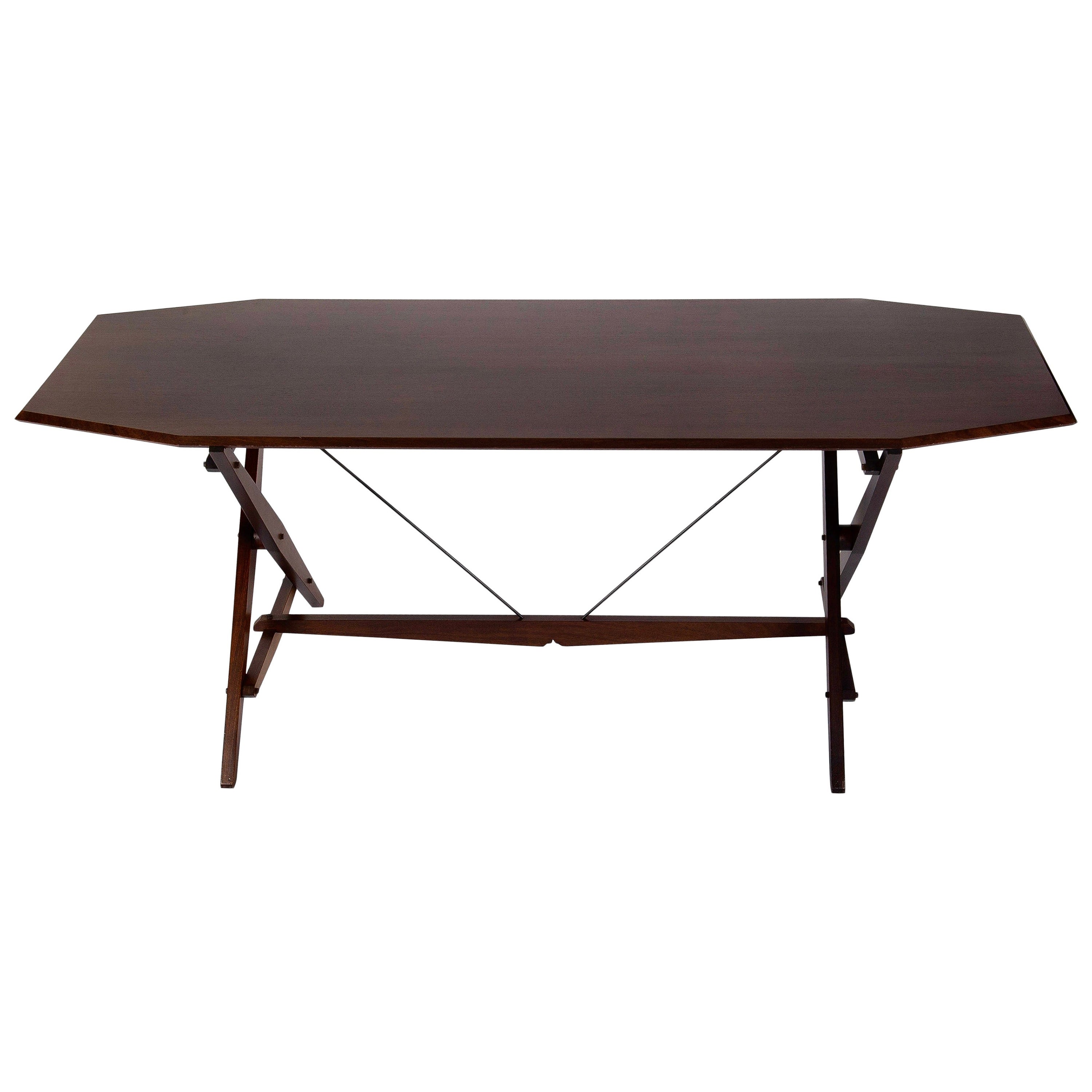 Rare Mahogany 'TL2' Cavalletto Table / Desk by Franco Albini for Poggi, Italy For Sale