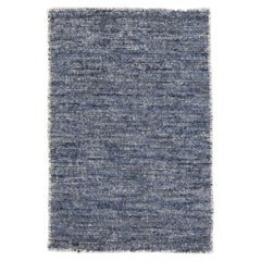 Tapis moderne bleu marine massif fait à la main et personnalisé