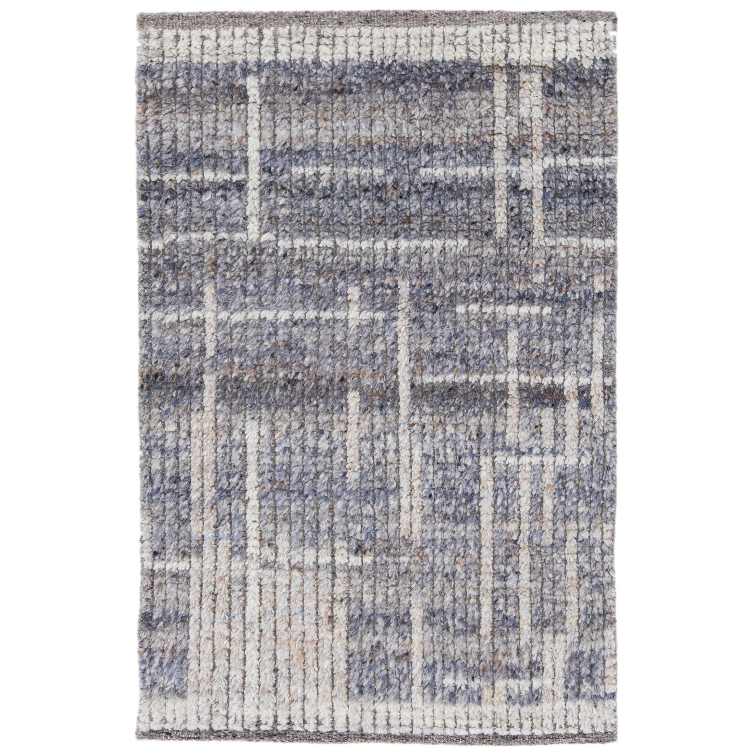 Tapis en laine bleu moderne de style marocain fait à la main et personnalisé