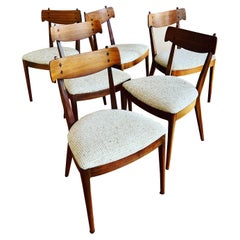 American Mid Century Set of 6 Drexel Walnut 'Declaration' Dining Chairs