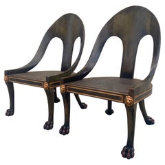 Vintage Hollywood Regency Gilt and Clawfoot Spoonback Chairs by Baker