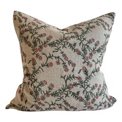 Vintage Custom Hand Block Printed Linen Pillow