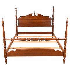 Federal Style Cherry Wood Four Poster Queen Size Bed