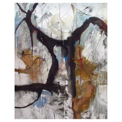 "Apertura", gran pintura abstracta de técnica mixta de Kathi Robinson Frank