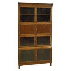 English Oak Glass Door Bookcase/Desk