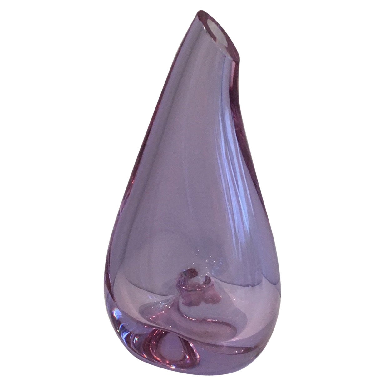 Glass Purplish-Colored Pear-Shaped Vase. French Work, Circa 1970 For Sale