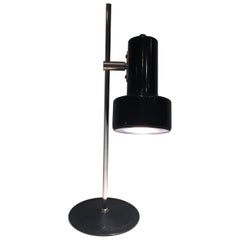 Vintage Adjustable Black Lacquered and Chrome Table Lamp. French Work, Circa 1970