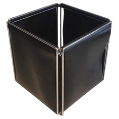 Chrome and Faux-Leather Waste Paper Basket, French Work, Circa 1970