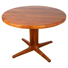 Vintage 1960s Scandinavian Modern Danish Solid Teak Round Dining Table