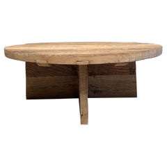 Custom Made X Base Elm Wood Coffee Table