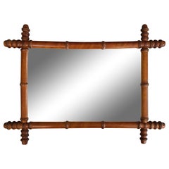 Antique French Faux Bamboo Carved Mirror, Circa 1900