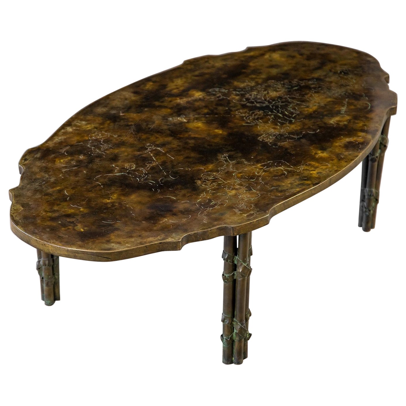 Philip And Kelvin Laverne Boucher Coffee Table in Patinated Bronze, 1960s
