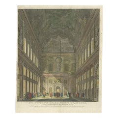 Antiker Druck des zentralen Saals des Königlichen Palastes von Amsterdam von Van Liende