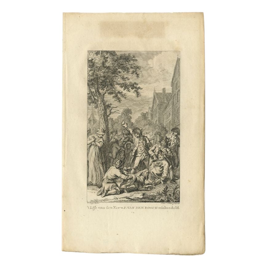 Antique Print of the Abuse of Pastor P. Van Den Bosch by Vinkeles, 1798 For Sale