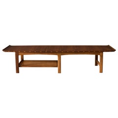 Vintage Walnut and Oak Surfboard Coffee Table Bench by Lane Furniture Co.