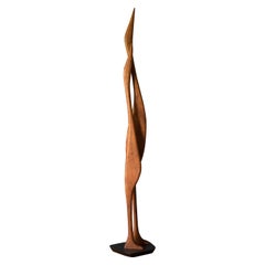 Mid-Century Modern Tall Walnut Birds Art Sculpture by Val Robbins