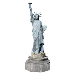 Antique Bronze Statue of Liberty on Pedestal