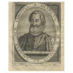 Rare portrait ancien d'Henri IV, roi de France et de Navarre, 1615