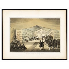 Original Old Print of the American Perry Delegation in Japan by Hawks, 1856