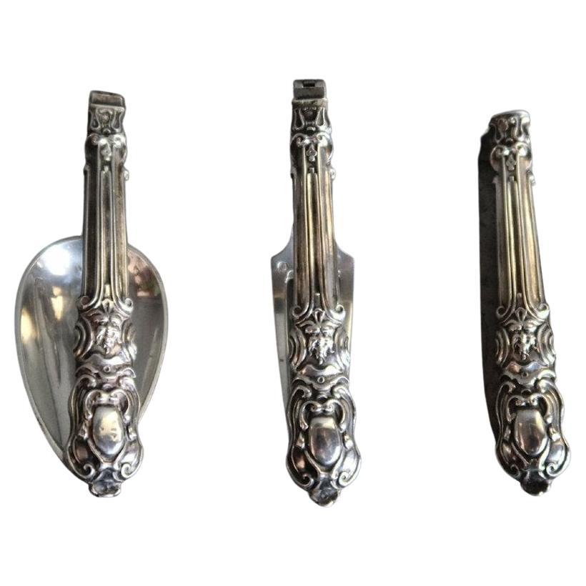 19th Century French Sterling Silver Folding For Sale