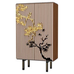 21st Century Bonsai Cabinet, Inlay in Canaletto, Maple, Black Ash, Made in Italy
