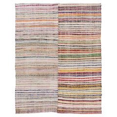 7.8x9.8 Ft Colorful Vintage Flat-Weave Rag Rug, Hand-Woven Kilim in Turkey