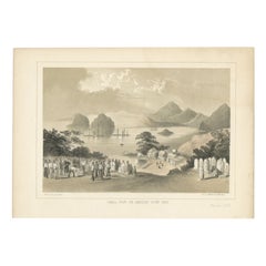 Impression ancienne du cimetière américain de Shimoda au Japon, 1856