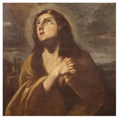 17th Century Oil on Canvas Italian Religious Magdalene Painting, 1680