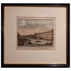 Decorative Antique Print of the Amstel River in Amsterdam, circa 1708