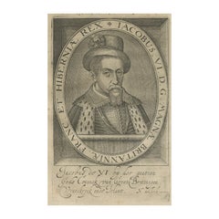 Rare Antique Portrait of James VI, King of England and Ireland, 1615