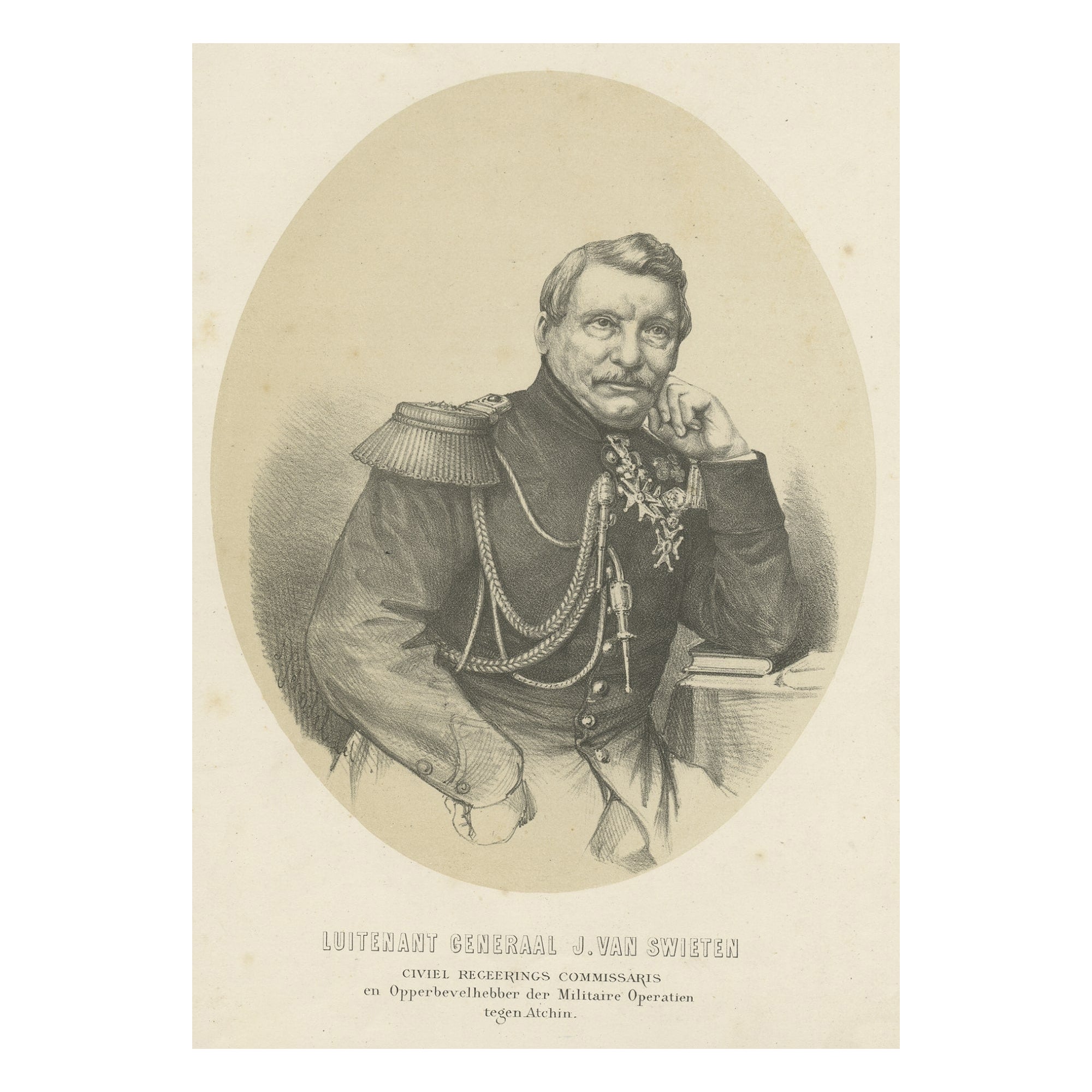 Antique Portrait of a Dutch Officer Named Jan Van Swieten 1874 For Sale