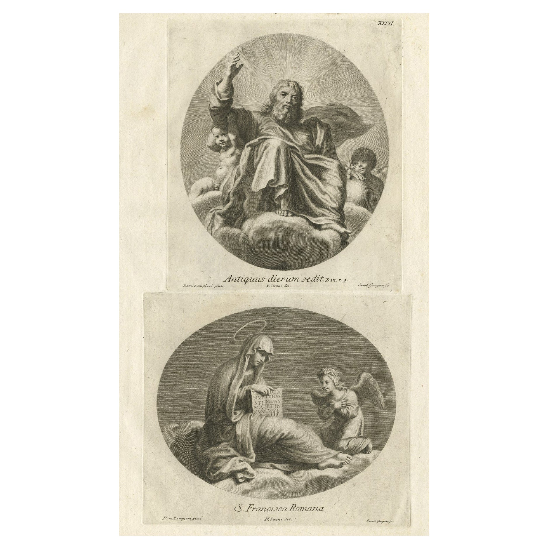 Scarce Engravings of the Ancient of Days of God from the Bible Book of Daniel