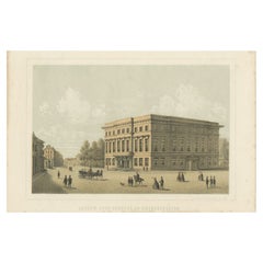 Antique Print of the Arts and Sciences Building in Utrecht, Holland, 1859