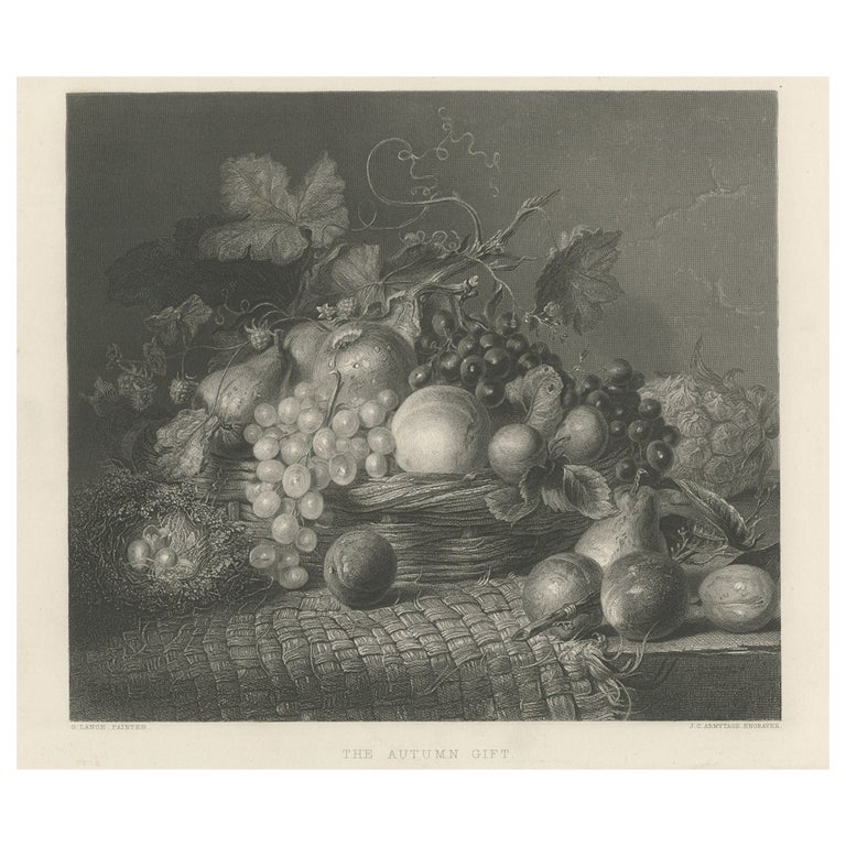 Plaque Murale Bois Vintage Pamela Gladding - Nature Morte Aux Fruits, Signée