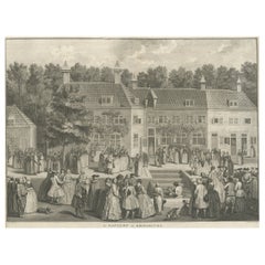 Original Antique Engraving of the Baptism of Christians in The Netherlands, 17
