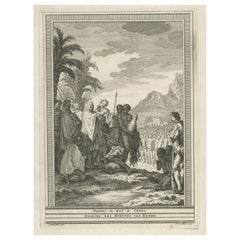 Antiker Druck des Baptismus des Königs von Kongo in Afrika, 1747