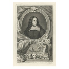 Antique Portrait of John Thurloe, English Politician and Spymaster for Oliver Cromwell