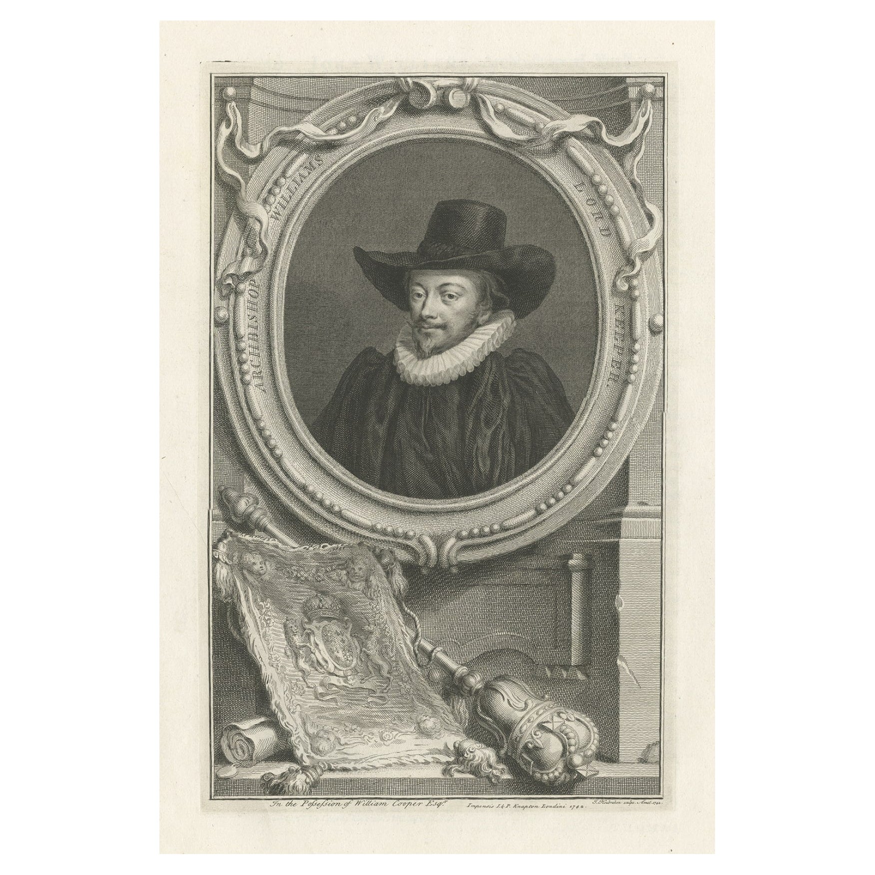 Antique Portrait of John Williams, a Welsh Clergyman, Advisor to King James i For Sale